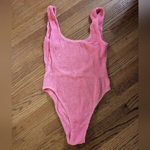 Pink Stretch One Piece Scoop Back Swimsuit
